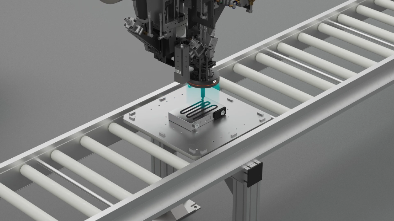 EV cell stack assembly wih integrated vision solutions EV cell stack assembly wih SCA meter and integrated vision solutions